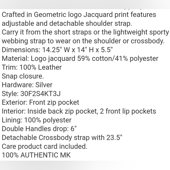 MICHAEL KORS KEMPNER LARGE LOGO JACQUARD TOTE BAG Black Light Cream - Picture 2 of 8